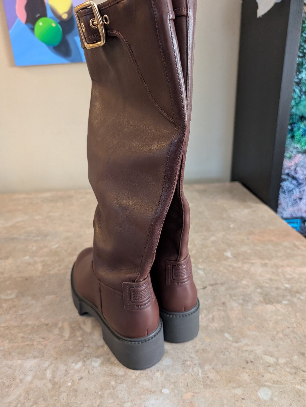 Coach Lili Buckled Leather Boots Walnut Brown #CD153 Women's Size 10B Regular - Picture 4 of 11